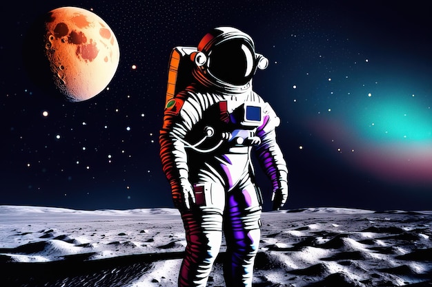 astronaut and space moon in space backgroundastronaut and space moon in space backgroundastronaut in