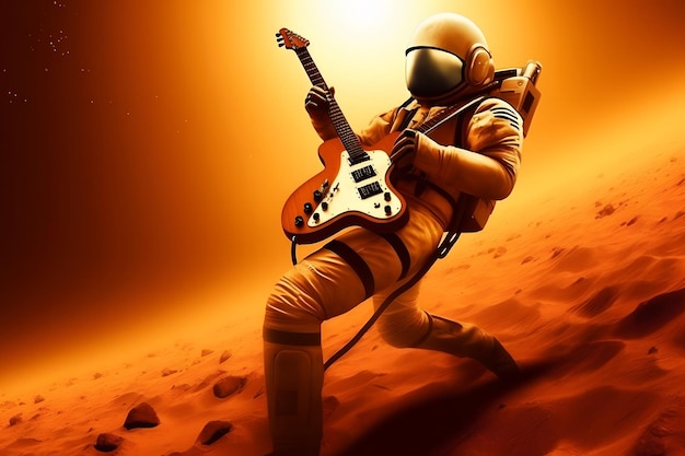 Astronaut space rock guitar neural network ai generated