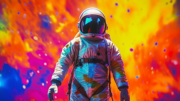 Photo astronaut in space suit astronaut in outer space generative ai