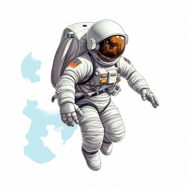 Astronaut In Space Suit Flying Across Hyperrealistic Background