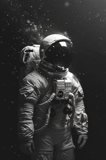 Photo astronaut in space suit standing in the dark