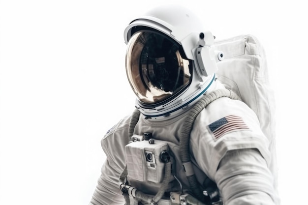 Astronaut in space suit on white background Cosnonaut in helmet Space exploration