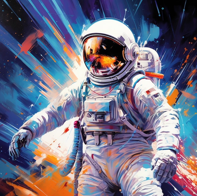 An astronaut in a space suit with an astronaut on the cover