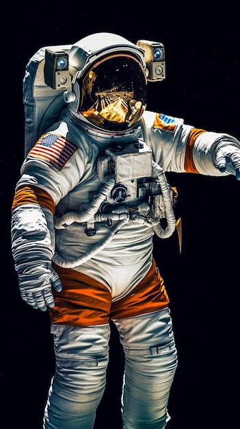 Photo an astronaut in a space suit with a skull on his face.