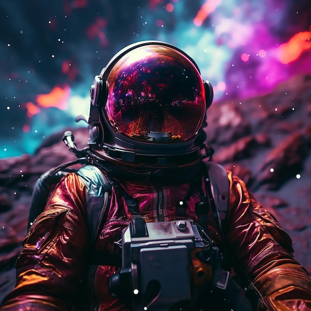 A astronaut in a space suit with a space suit on.