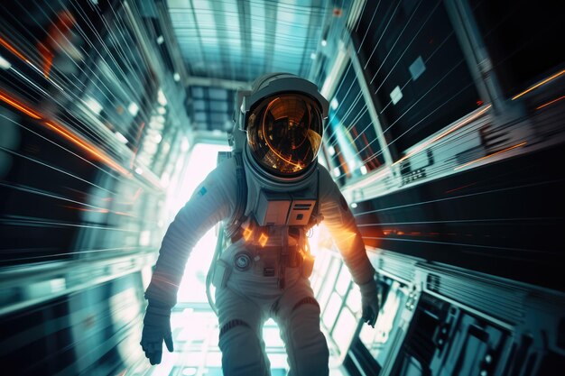 Photo an astronaut in a space suit with the word space on the front.