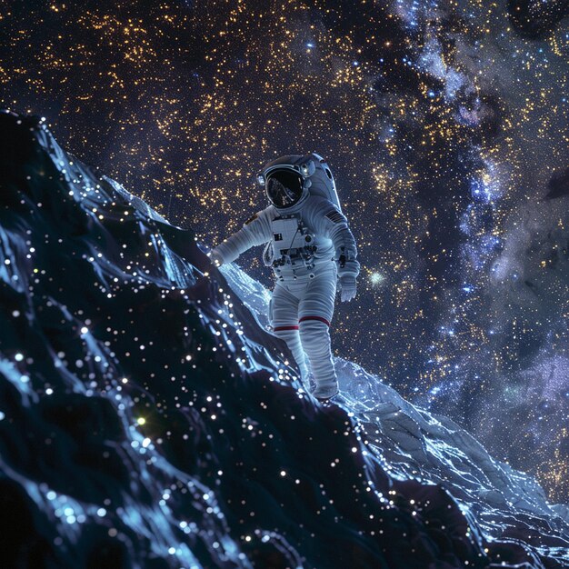 Photo an astronaut in space with a space suit on