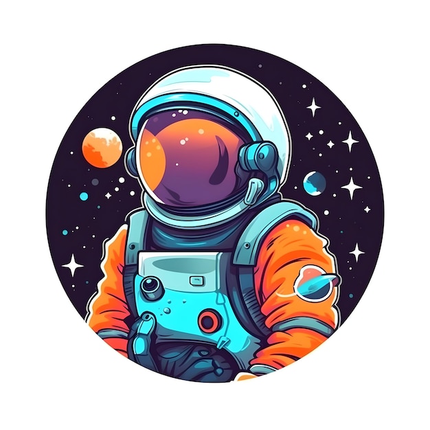 Astronaut in space with stars and planets in the background