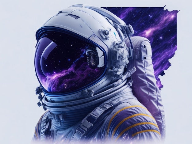 Astronaut in space with stars on white background ai generative