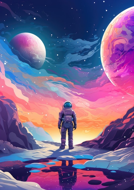 Astronaut in space with universe background in pastel colors Generative Ai