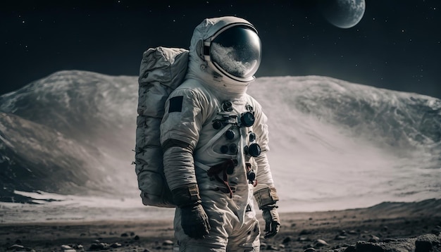 astronaut spaceman do spacewalk while working for space station in outer space generative ai