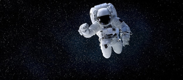 Astronaut spaceman do spacewalk while working for space station