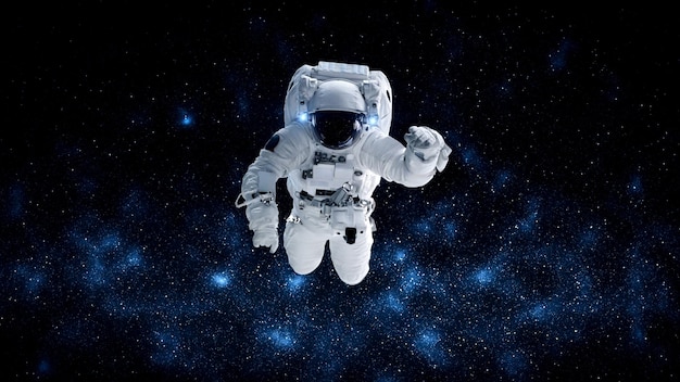 Astronaut spaceman do spacewalk while working for spaceflight mission