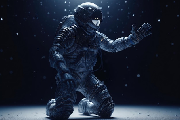 An astronaut in a spacesuit performing a dance in a secret location Generative AI