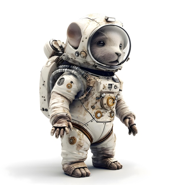 白い背景の 3 d イラストレーションに宇宙服を着た宇宙飛行士