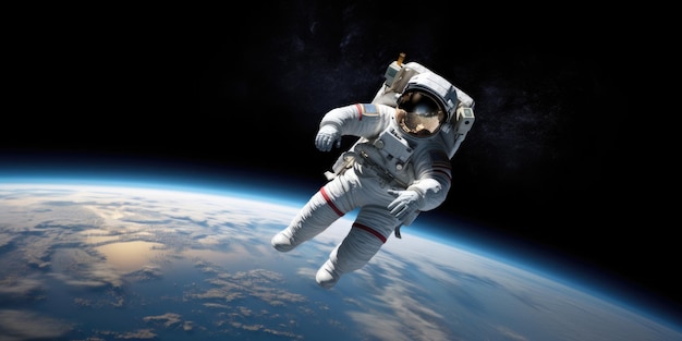 Photo astronaut at spacewalk an astronaut embarking on a spacewalk evoking a sense of cosmic exploration