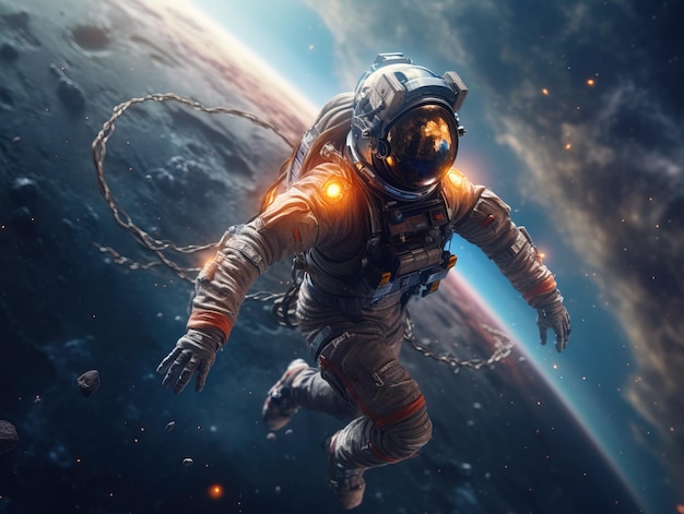 Premium Photo | Astronaut at spacewalk Cosmic art science fiction wallpaper Beauty of deep space