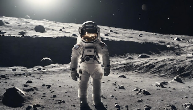 An astronaut standing on the lunar surface historic shot