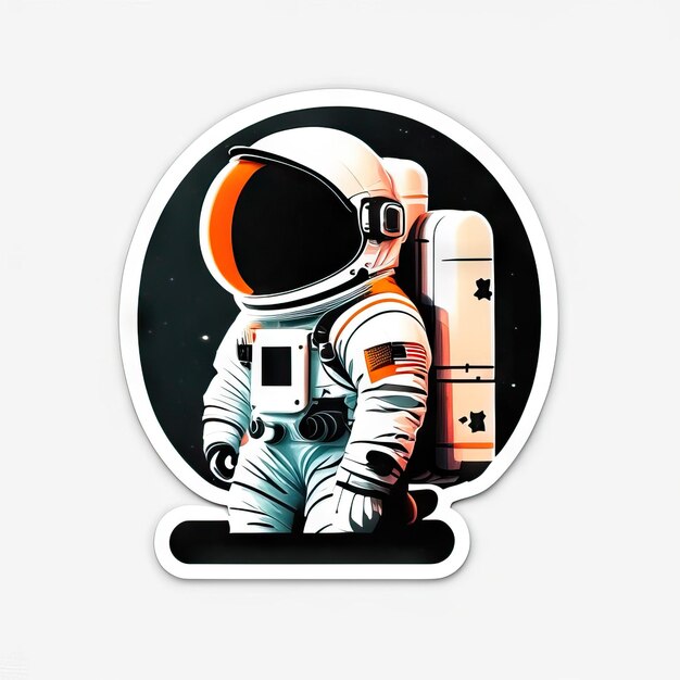 Photo astronaut sticker with clothes and helmet