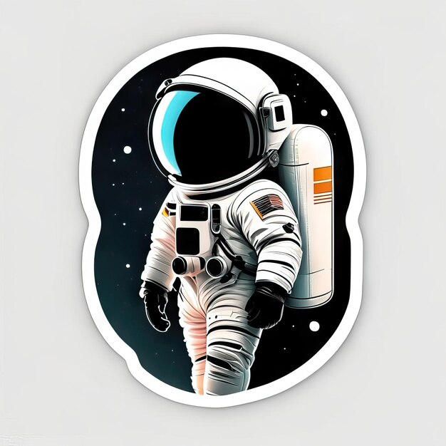 Astronaut sticker with clothes and helmet