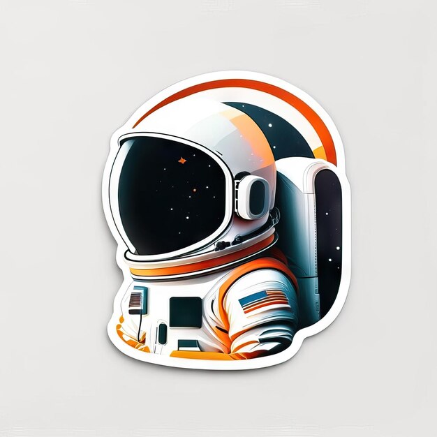 Astronaut sticker with clothes and helmet