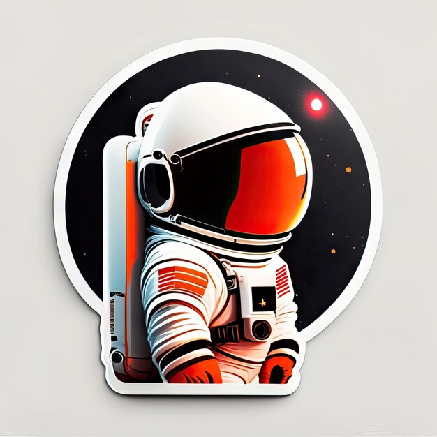 Astronaut sticker with clothes and helmet