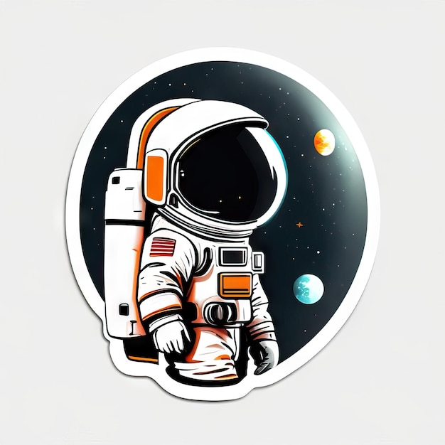 Astronaut sticker with clothes and helmet