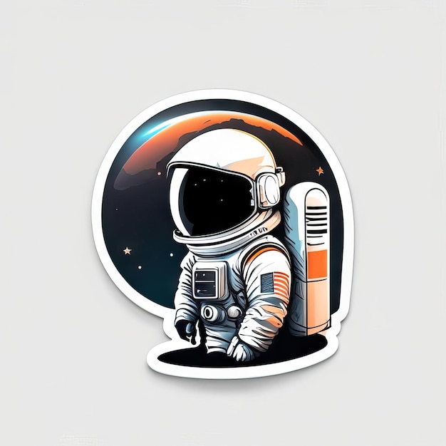 Photo astronaut sticker with clothes and helmet