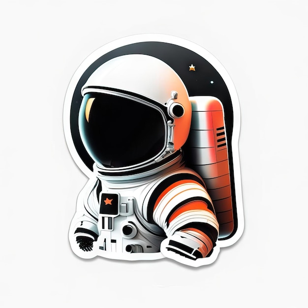 Photo astronaut sticker with clothes and helmet