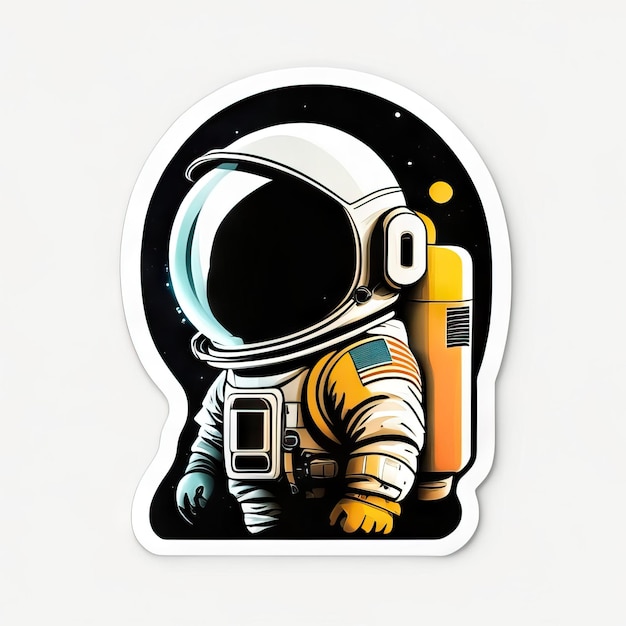 Photo astronaut sticker with clothes and helmet