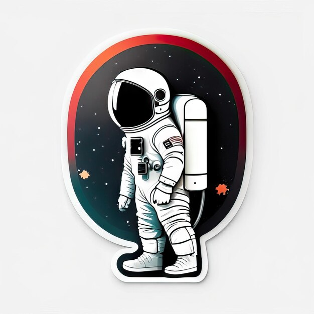 Photo astronaut sticker with clothes and helmet