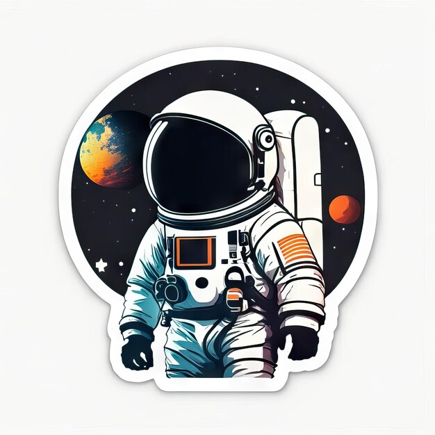 Photo astronaut sticker with clothes and helmet