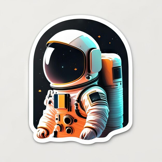 Astronaut sticker with clothes and helmet