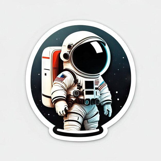 Photo astronaut sticker with clothes and helmet