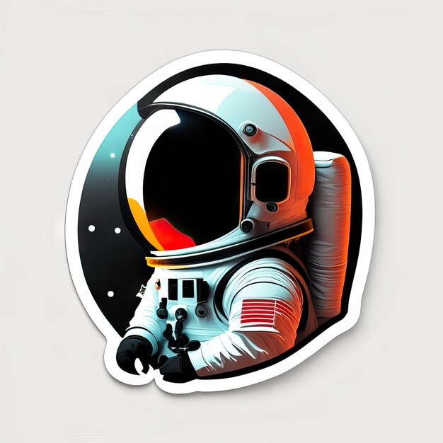 Photo astronaut sticker with clothes and helmet