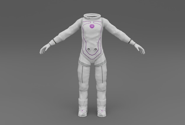 Astronaut suit minimal 3d illustration on white background