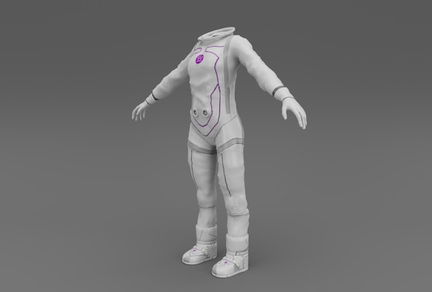 Astronaut suit minimal 3d illustration on white background