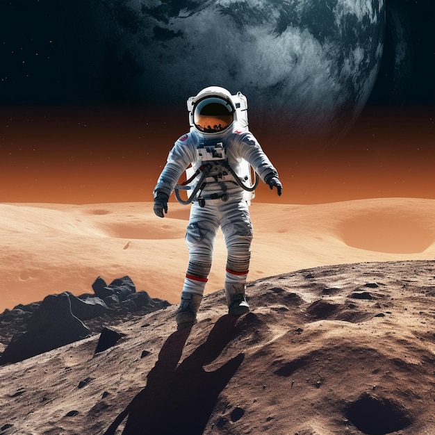 an astronaut on the surface of the moon