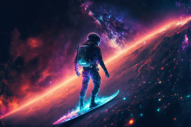 An Astronaut surfing the nebula