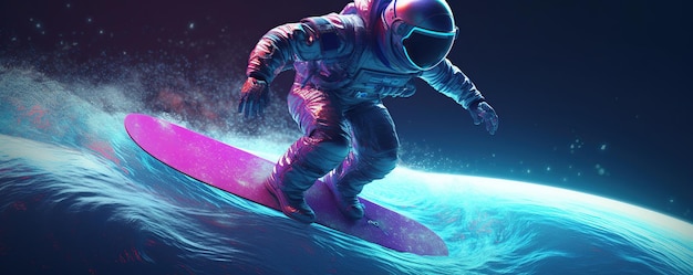 Astronaut surfing in space