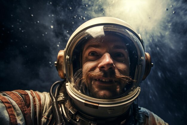 Astronaut taking a selfie in space