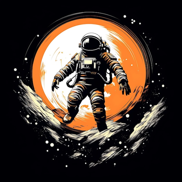 astronaut vector illustratie voor t shirt design stocker logo banner