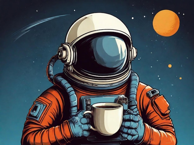 Astronaut vector illustration Hand drawn spaceman for tshirt print design