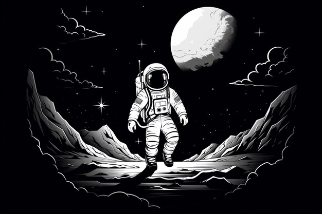 Foto astronauta che cammina sulla luna generativa ai