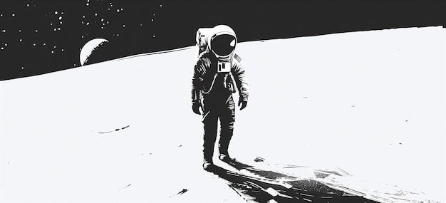 Photo astronaut walking on the moon