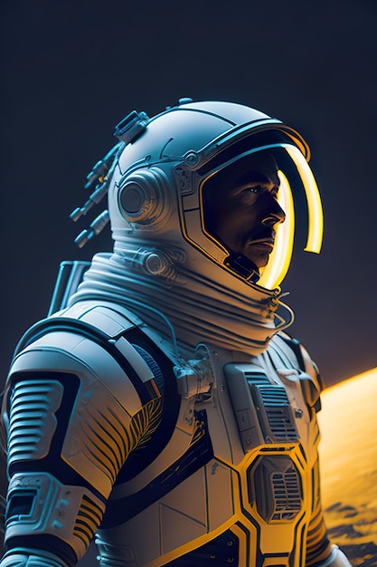 Astronaut walking on an unexplored desert Generate by AI