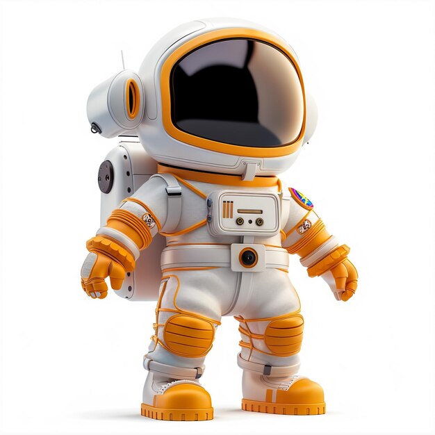 astronaut waving isolated on white background 3d illustration