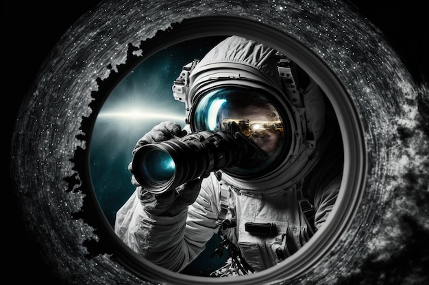 космонавт с фотоаппаратом