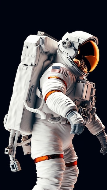 An astronaut with a helmet and a space suit on it