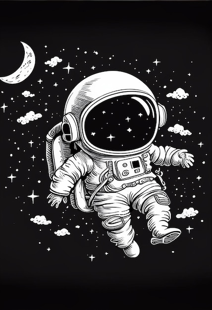 An astronaut with a moon and stars on it.